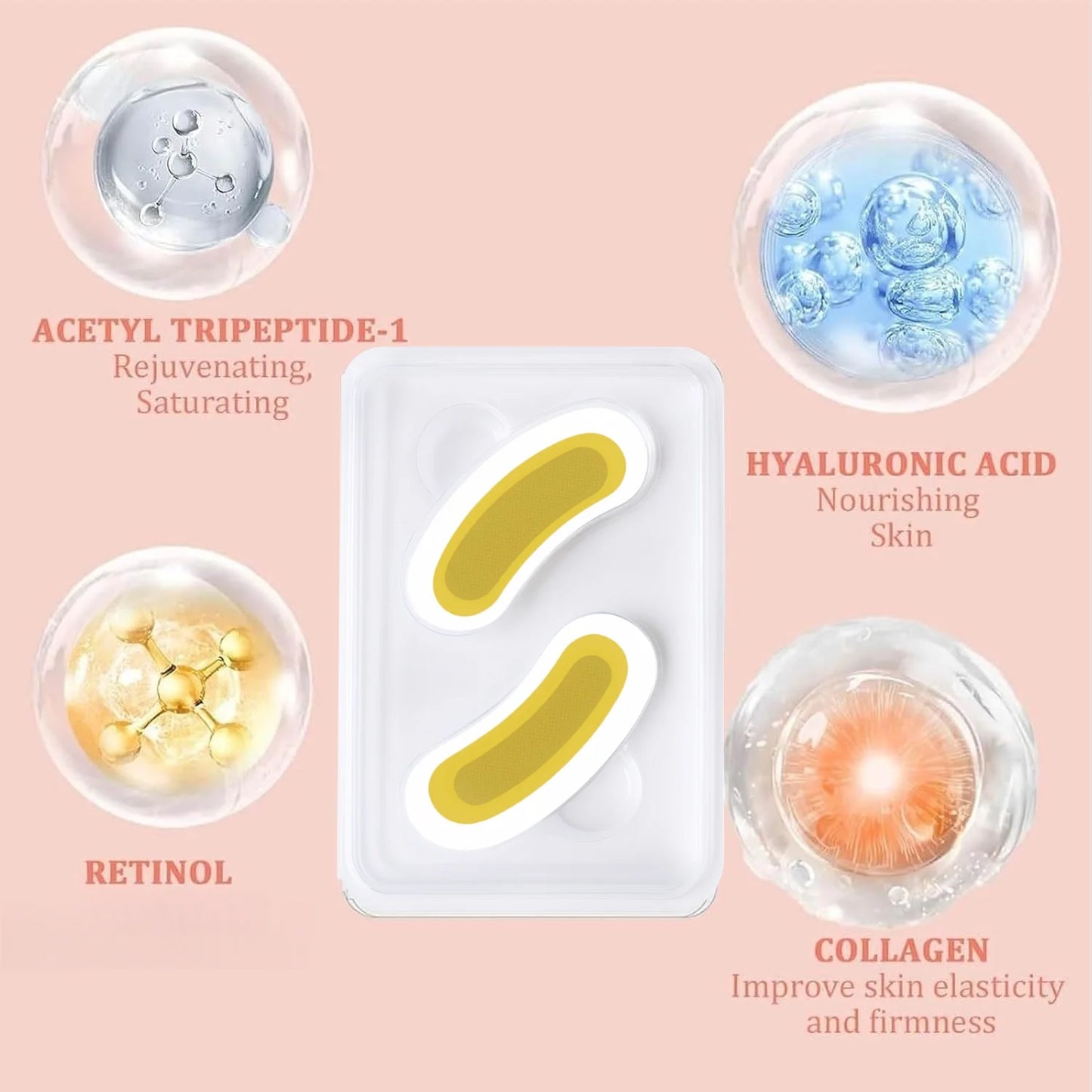 Retinol Microneedle Eye Patches with Hyaluronic Acid & Firming Peptides,for Forehead, Eye Area, Crow's Feet & Smile Lines,1Pair.