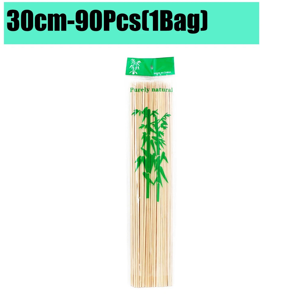 90-1350Pcs Bamboo Wooden BBQ Skewers Sticks Disposable 15/20/25/30cm for Grilling, Fruit, Kabob,BBQ, Barbecue, Camping, Outdoor