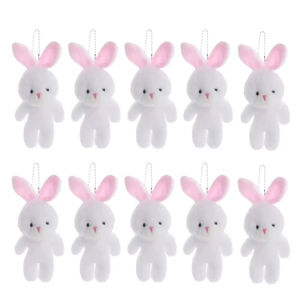 10Pcs Cartoon Animal Little Rabbit Plush Toy Keyring Stuffed White Rabbit Plush Keychain Soft 18cm