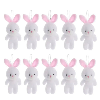 10Pcs Cartoon Animal Little Rabbit Plush Toy Keyring Stuffed White Rabbit Plush Keychain Soft 18cm