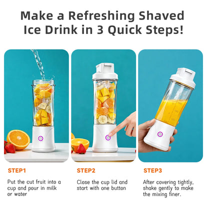 Portable Fruit Juicer Mini Blender 450ML Electric Juice Cup 12 Blades Rechargeable Blender For Shakes And Smoothies Ice Crusher