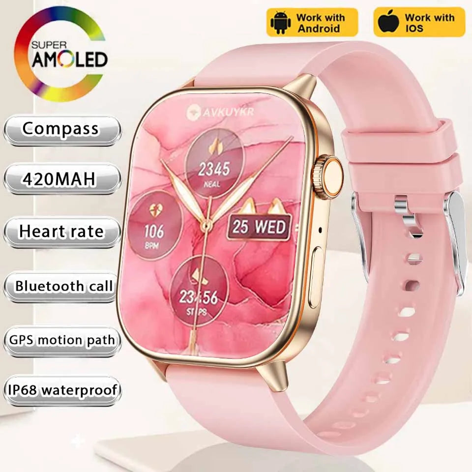 2026 New Women Fashion Sports Smart watch 2.01-inch Screen IP68K Swim GPS Positioning Bluetooth Call Health Heart Rate Bracelets
