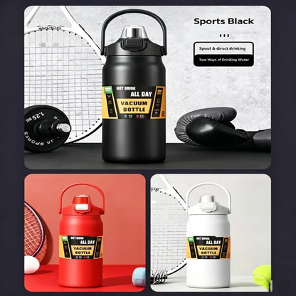 LUSQI 304 Stainless Steel Thermal Mug Outdoor Thermos Bottle Portable Tumbler Vacuum Flasks Cold & Hot Straw Water Bottle