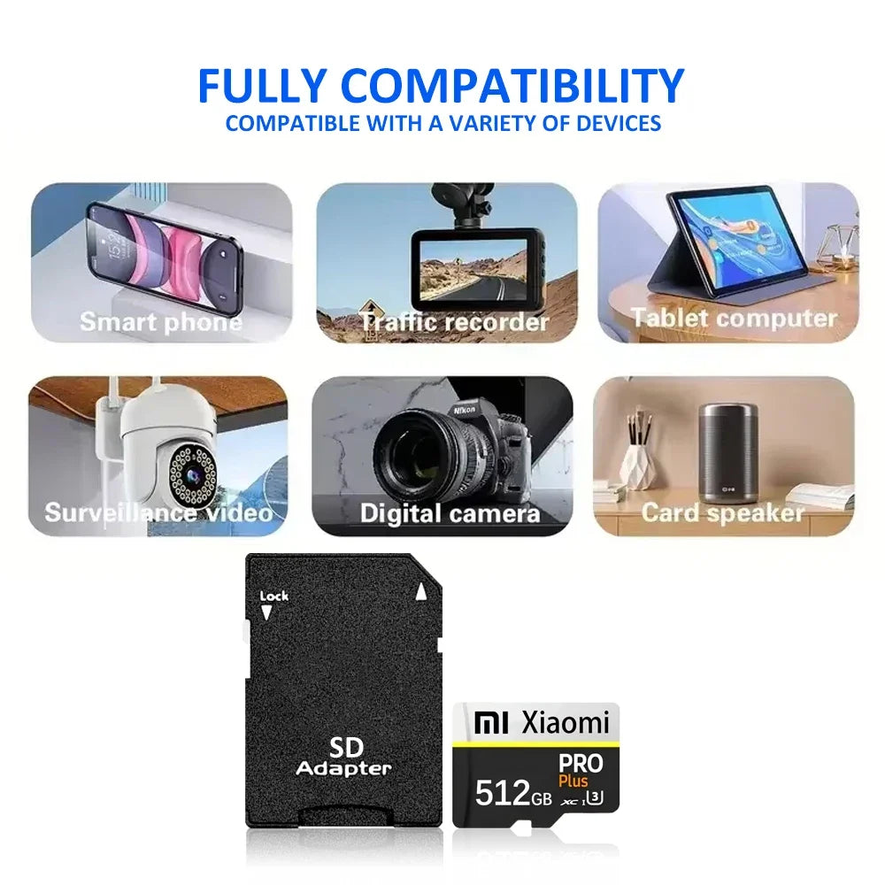 High Speed SD Card 128GB 256GB Original SD Flash Micro TF Card SD Tarjeta Ultra Memory Card 512GB For Xiaomi Electronic devices