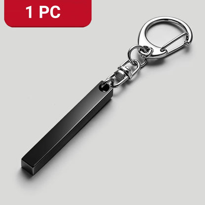 1-10PCS Stainless Steel Personalized Keychain Custom Engraved 4 Sides DIY Name Text Key Ring Gift for Men Women Keyrings DP039