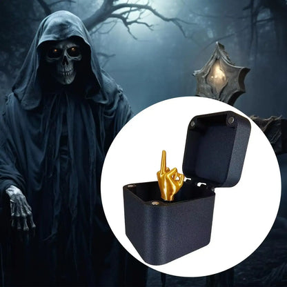 **Zabawny środkowy palec w pudełku – przezabawna dekoracja biurka i prezent na każdą okazję: do biura, na Halloween i Boże Narodzenie** (173 znaki)