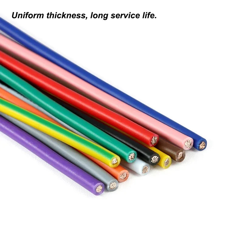 12Colors 1007 Stranded Electric Wire 5/10M 30/28/26/24/22/20/18/16AWG PVC Insulated Tinned Plating Copper Cable for DIY LED Line