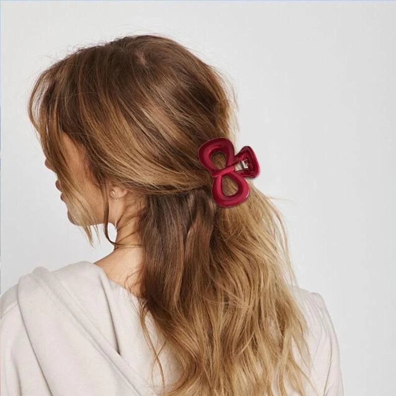 2Pcs/set Vintage Blue Polka Dot Red Bow Hair Clip Shark Claw Clamp Hairpin Barrette Korean Hair Headwear Accessory 2030