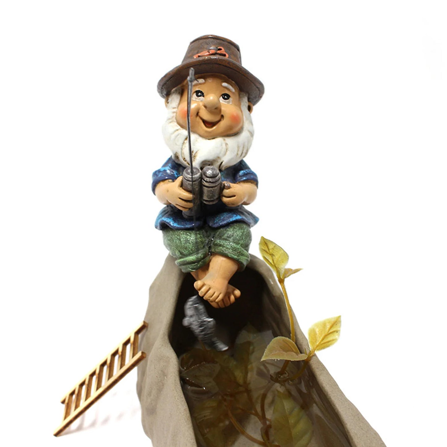 Fishing Gnome Sitter Funny UV Resistant Resin Decorative Outdoor Garden Lawn Gnome for Yard Garden Decoration
