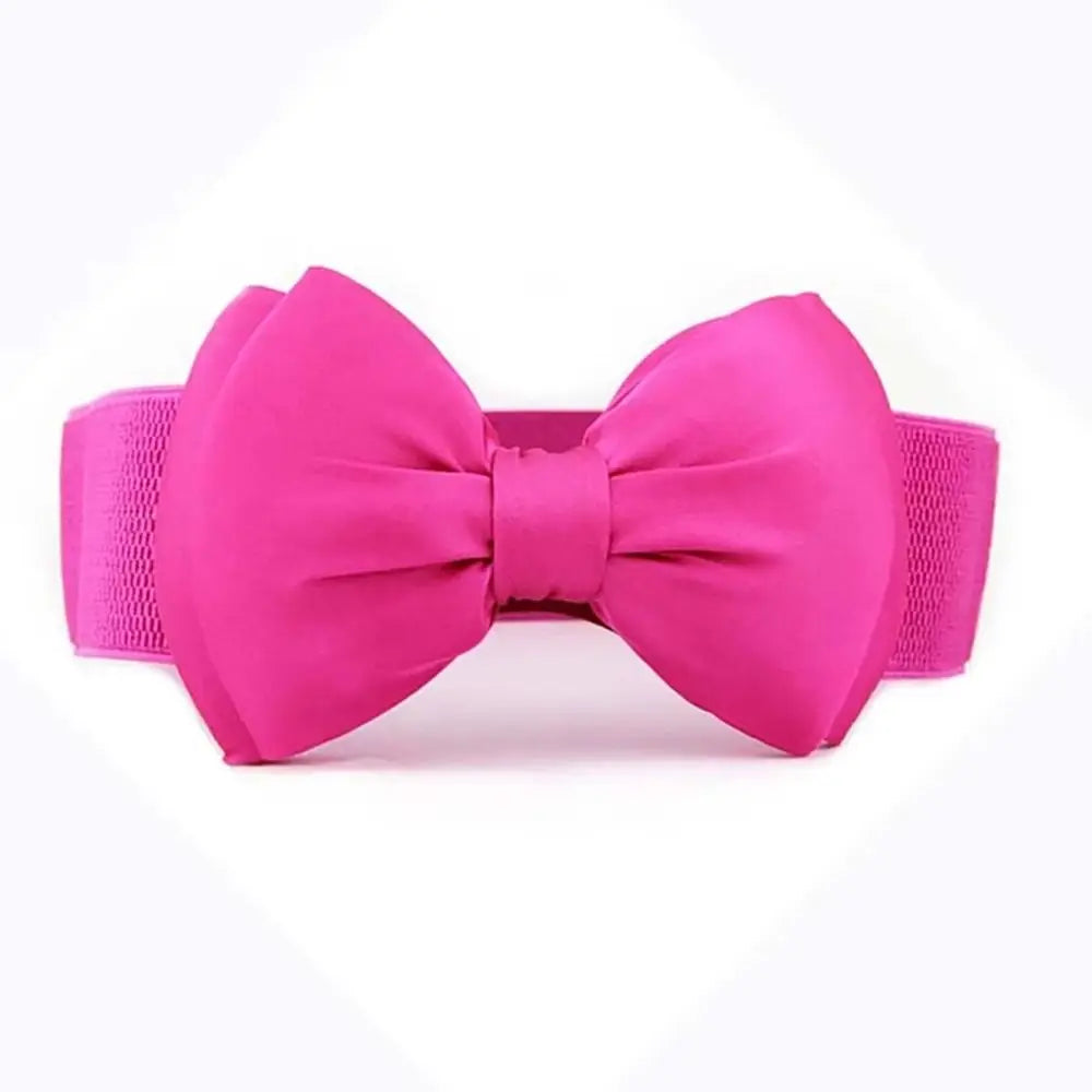 1Pcs New Big Bowknot Waist Belt Elastic Stretch Buckle Bow Waistband Wide Satin Bow Belt for Girls Lady Women