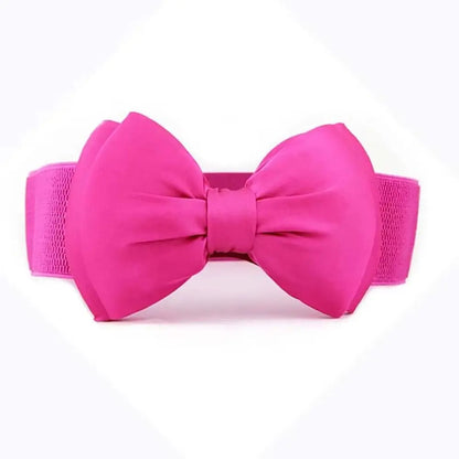 1Pcs New Big Bowknot Waist Belt Elastic Stretch Buckle Bow Waistband Wide Satin Bow Belt for Girls Lady Women