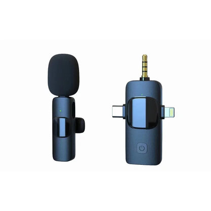 Wireless Lavalier Microphone 1 to 2 with Reverb Monitor Auto Noise Reduction for Video Live Streaming Vlog