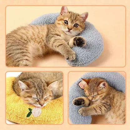 Cute Dogs Cats Little Pillows U-Shaped Neck Protector Pets Deep Sleep Pillow for Puppy Kitten Soft Fluffy Calming Toys Washable