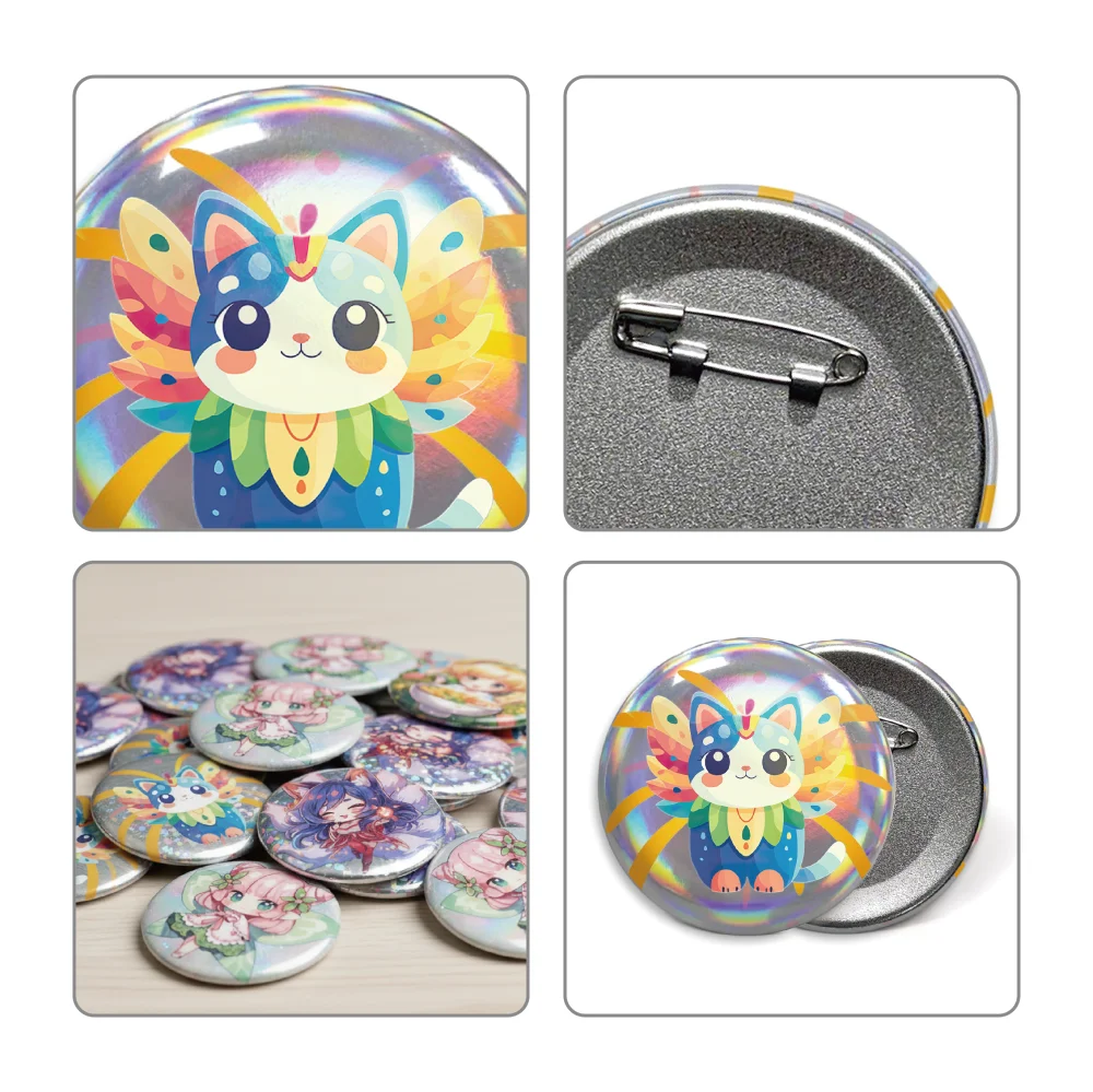 Personalized Round Badges Brooches Custom Photo Handwriting Diy Text or Graphic Pins Accessory Gifts for Kids