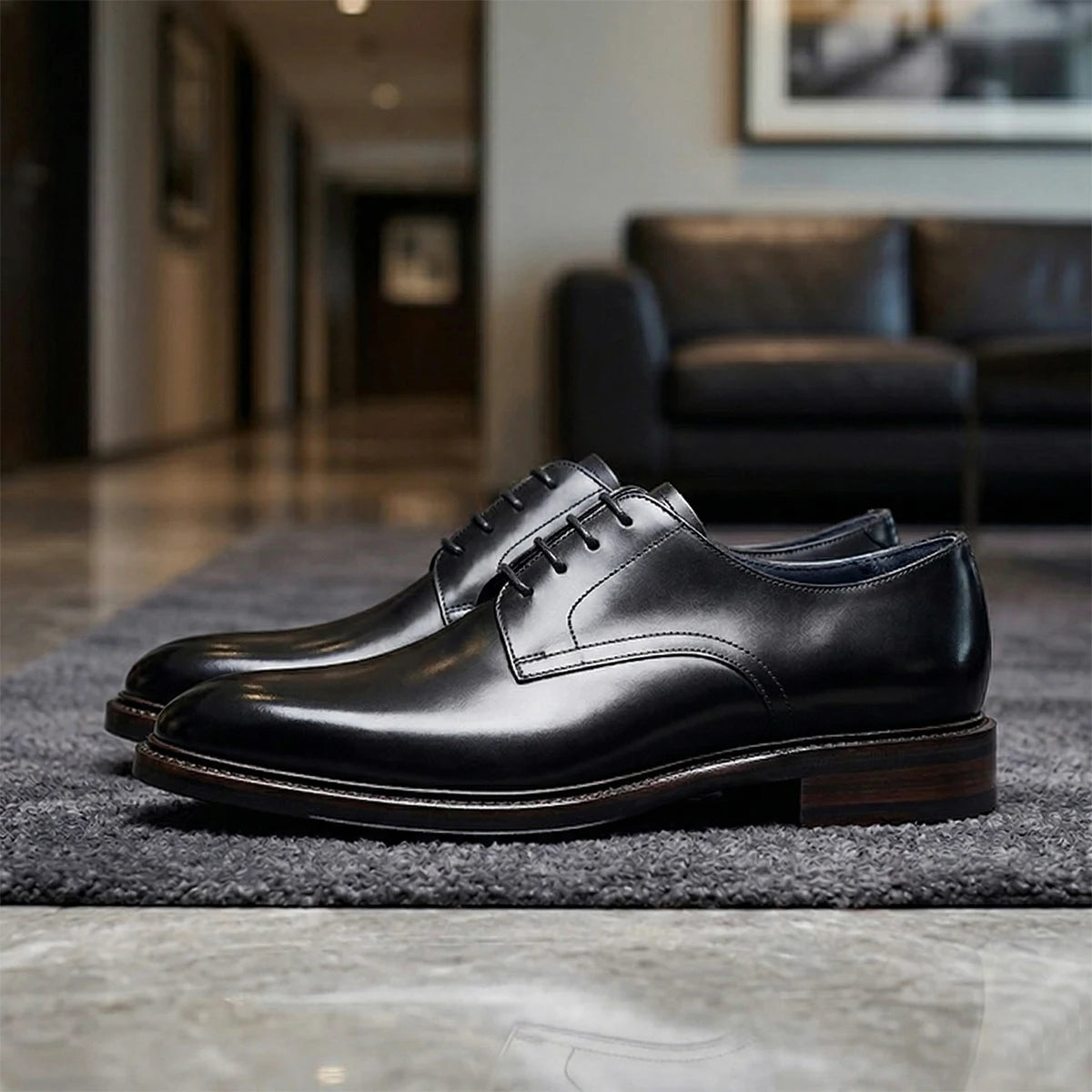 Men's Genuine Cowhide Leather Oxford Shoes Derby Dress Shoes for Business And Wedding
