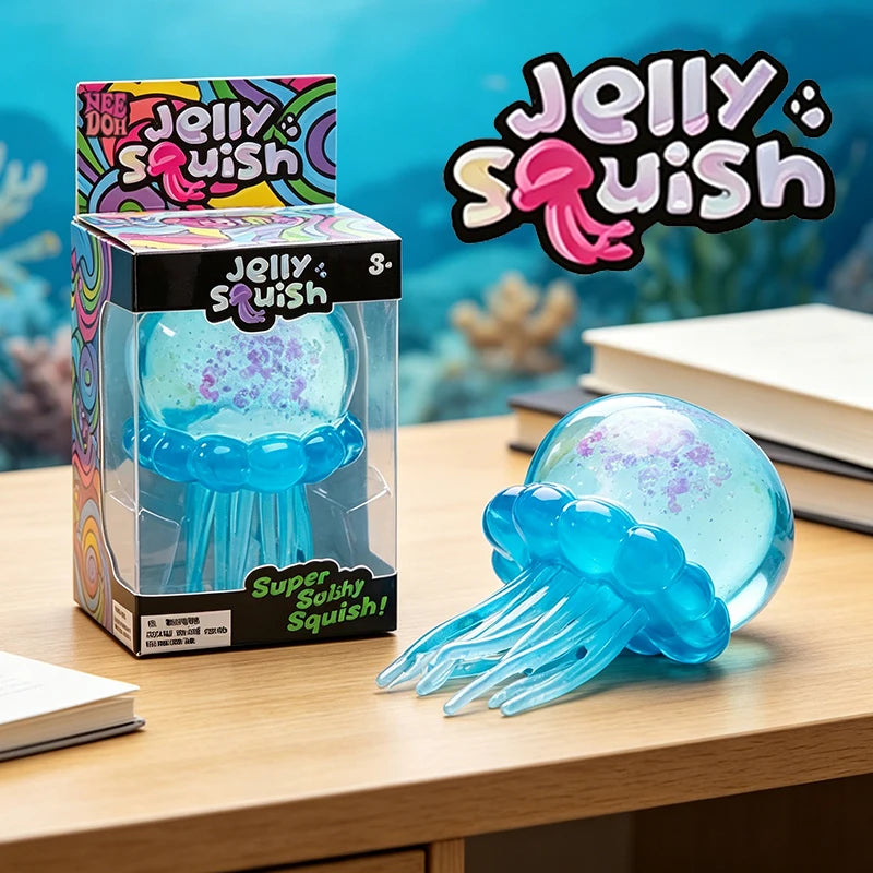 Trending Needoh Fuzz Ball Jellyfish Squishy Blind Box Random Color Soft Stress Relief Toy Cute Relaxing Squeeze Sensory Toy
