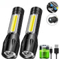 BALDR Mini Rechargeable LED Flashlight COB+XPE Portable Torch Zoomable Light Tactical Flashlight outdoor Camping Fishing Lantern