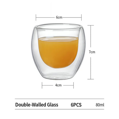 OANKR Double Walled Glass Coffee Mugs 80ML Insulated Layer Coffee Cups Borosilicate Glass Espresso Cup for Hot Beverage, Tea