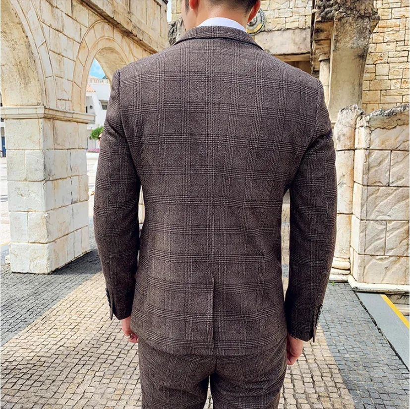 2026 Hemp（Blazer + Vest + Trousers）Suit Man Italian Style Elegant Fashion Business Cotton Linen Casual Slim Gentleman's Formal