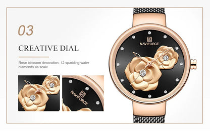 NAVIFORCE Luxury Women Watch Waterproof Dress Wristwatch Stainless Steel Bracelet Strap Elegant Lady Fashion Casual Female Gift
