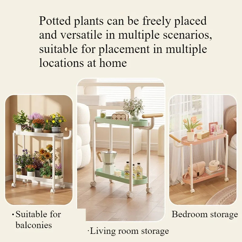 Indoor shelf Simple flower stand Universal wheel Balcony Living room storage rack Various colors Versatile flower stand Shelf