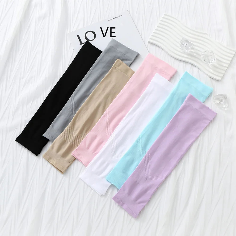 Long Gloves Sun Uv Protection Hand Protector Cover Arm Sleeves Summer Ice Silk Sunscreen Outdoor Arm Warmer Half Finger Sleeves