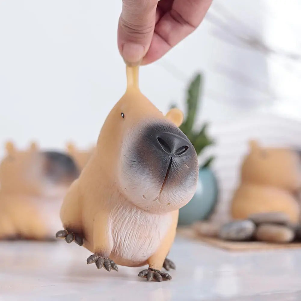 Mini Capybara Pinch Statue Stretchable Squeeze Fidget Capybara Figurines Soft Cartoon Animal Figure Home Decor Creative Gift