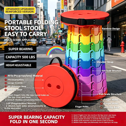 Adjustable Rainbow Telescopic Folding Stool Portable Plastic Retractable Seat Lightweight Outdoor Travel Camping Fishing Stool M