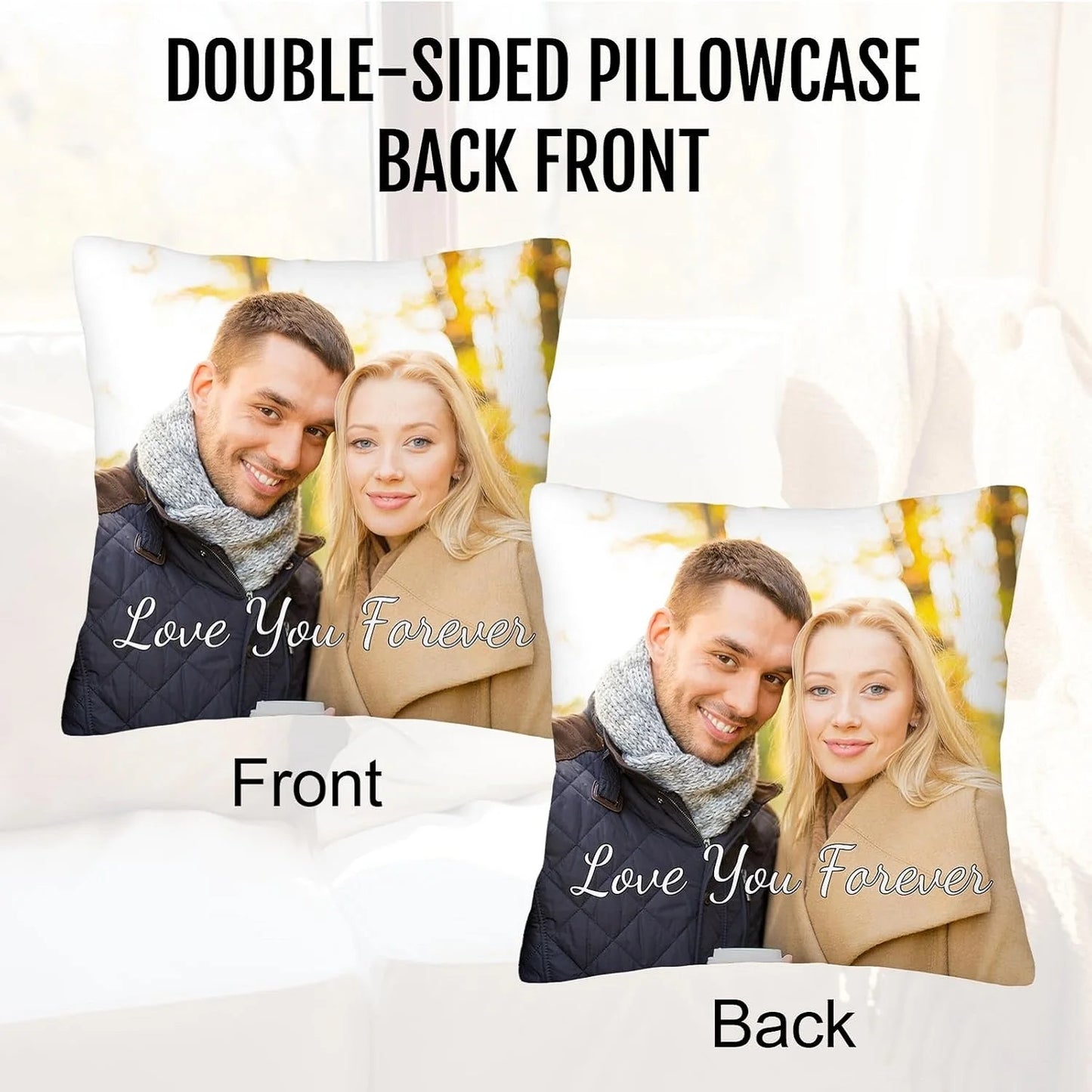 Custom Pillow Case with Picture Personalized Velvet Pillow Cover with Photo Gifts for Boyfriend Girlfriend Family
