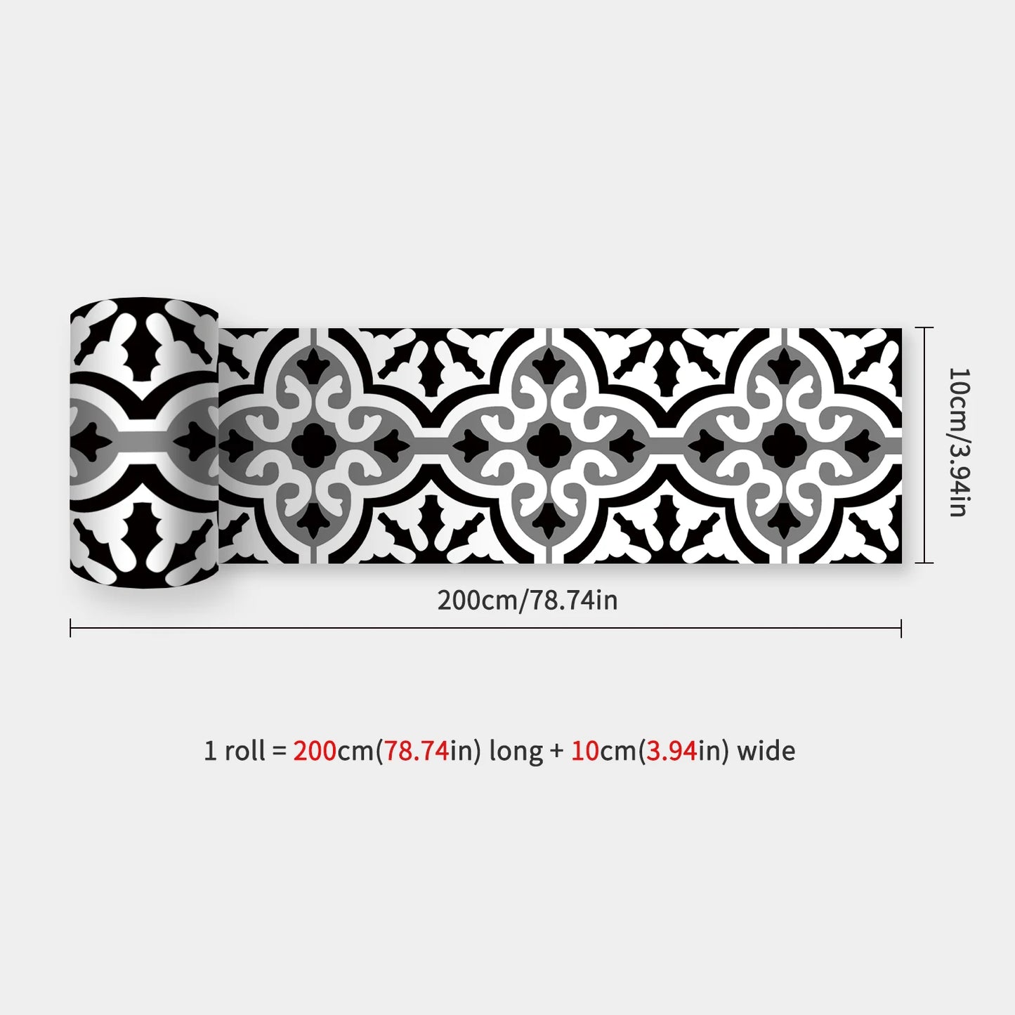 10x200cm Baseboard Sticker Moroccan Mosaic Tile Style Wall Border Sticker DIY Kitchen Bathroom Decoration Waistline Wall Sticker