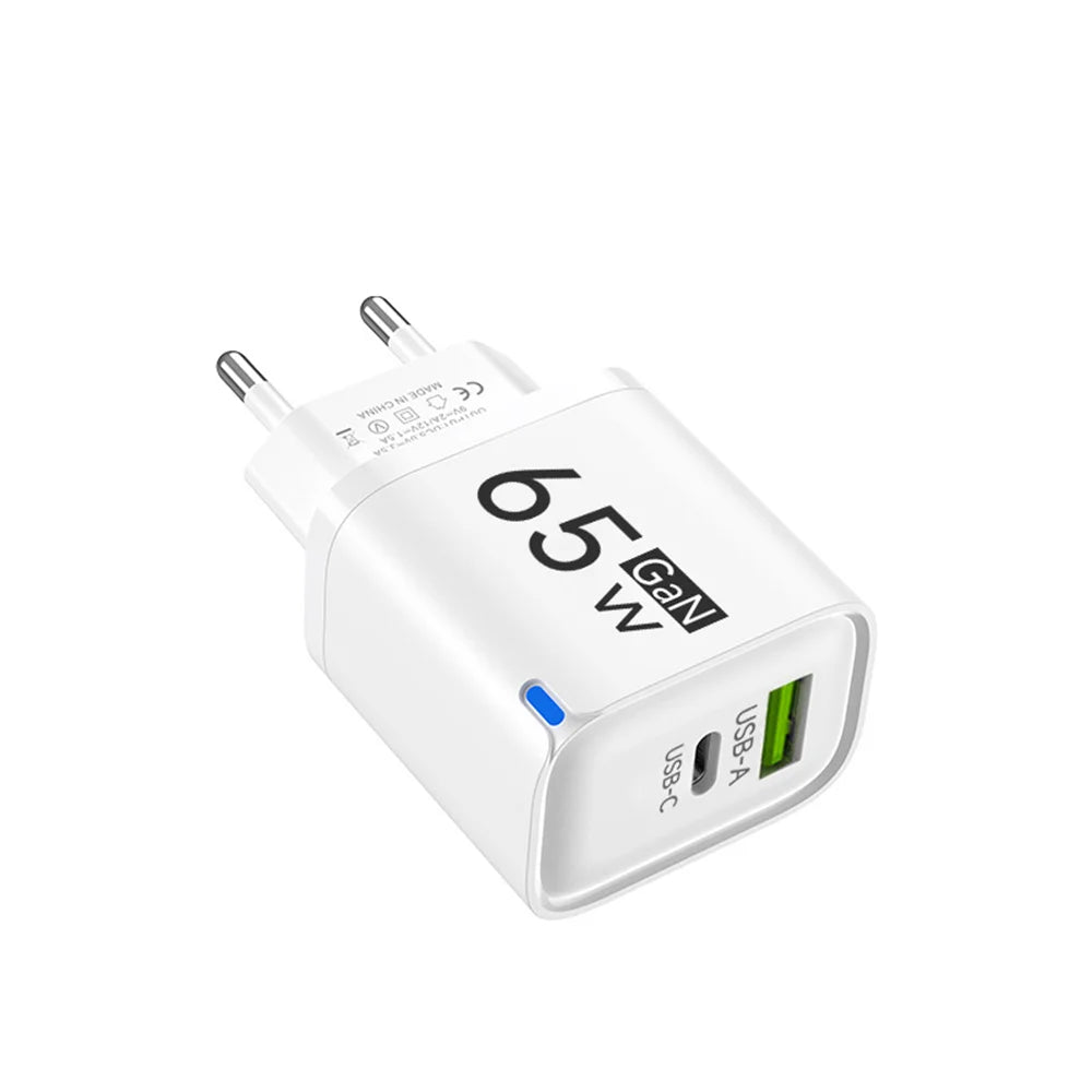 65W USB Fast Charging Charger Type C Quick Charger Portable Mobile Phone Plug EU/US/UK Wall Adapter For iPhone Samsung Xiaomi