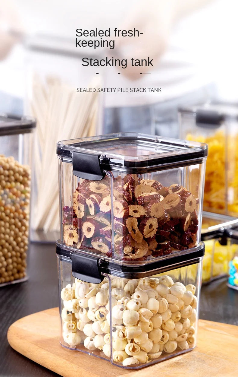 Kitchen Sealed Jars Large Capacity Grain Organizer Plastic Sealed Tank Moisture-proof Kitchen Storage Box Seasoning Jars Set New