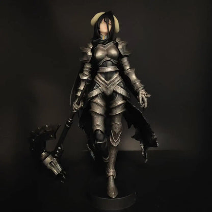 Overlord Armor Ver Figure 24cm Long Hair Demon Horns Battle Axe Statue Anime Model Heavy Metal Texture Armor Knight Figure