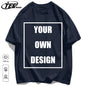 Men's Personalized T-shirt 100%Cotton Tee Custom Shirt Make Your Design Logo Text Men Women Design Your Gift Couple Tshirt