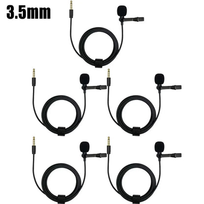 1-5pc Portable Lavalier Microphone Metal Clip Lapel Mic Wired 3.5mm/Type-C/USB For Mobile Phone Laptop DSLR Camera Lound Speaker