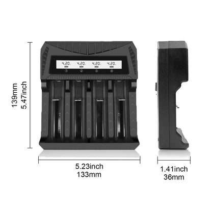 Intelligent LCD Battery USB Charger - 1/2/4 Slots for 18650 4.2V Li-ion & 1.2V Ni-MH AA/AAA Rechargeable Batteries