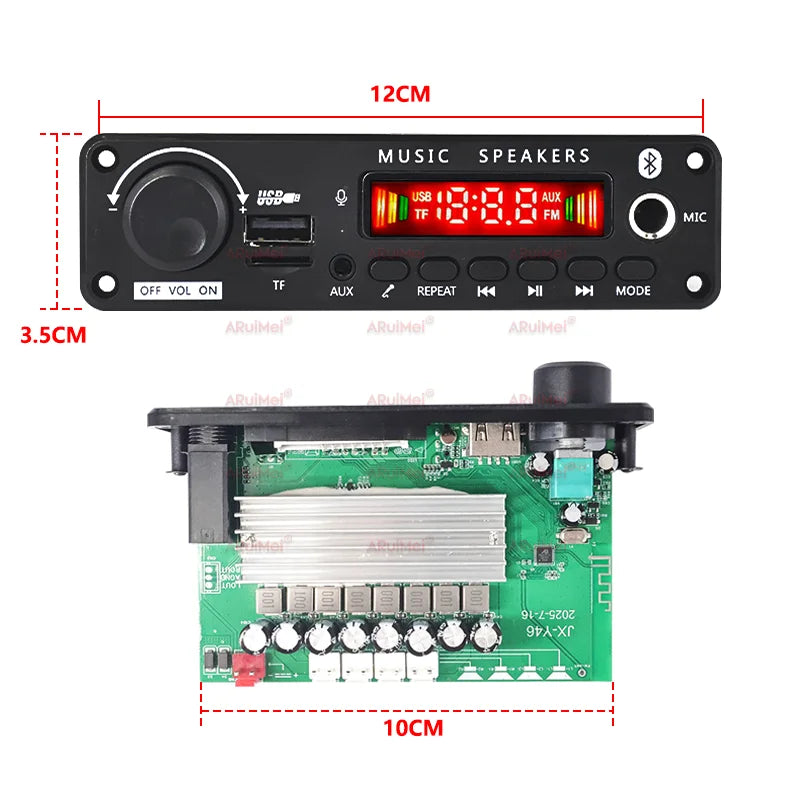 400W Amplifier Bluetooth MP3 WMA APE Decoder Board DC8-26V  Handsfree Car Audio Microphone USB TF FM Radio DIY Mp3 Music Player