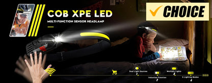 1500LM High Power LED Headlamp COB Head Flashlight With 7500Mah Built-in Battery USB Rechargeable Fishing Camping Lantern Torch