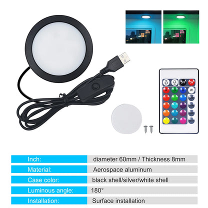 24Key Remote RGB Under Cabinet Light 5V USB Switch 1 2 4 6 Lights Kit Slim Lamp for Kitchen Display Case Home Bar Desk Accent