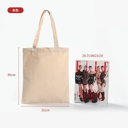 100pcs/lot Custom Canvas Tote Bag with Logo Small Batch Wholesale Reusable Cotton Shopping Bag