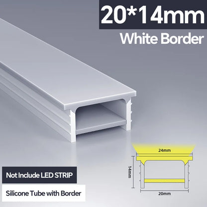 1M-10M LED Neon Rope Tube Soft Silicone Diffuser Channel Black/White Flexible Ribbon Strip Light for Recessed Channel