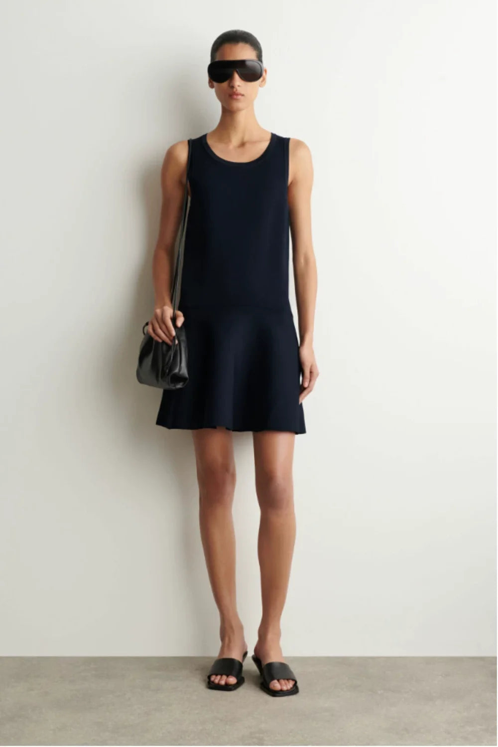 XIMIAN APPAREL 2026 YAZHIMEI Traf Cos Spring New Style of Women's Casual Standard Style Black A-Line Knitted Mini Dress