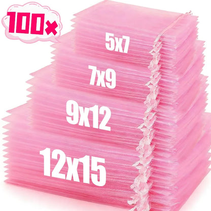 100/10pcs Multi-size Organza Bags Transparent Mesh Jewelry Candy Pouches Wedding Party Baby Shower Gift Drawstring Packaging Bag