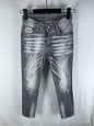 6060 Four Seasons New Men's Washed Ripped Patch Old Slim-fit Straight Black Jeans for Men
