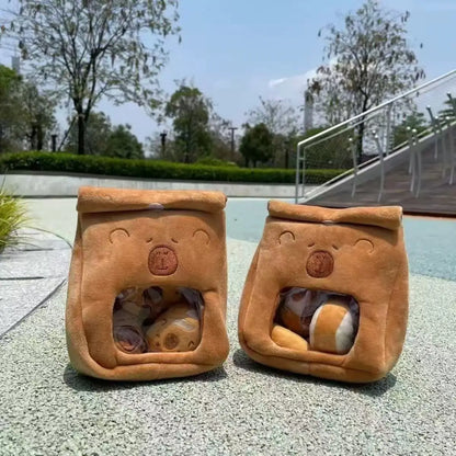 Cartoon A Bag of Capybara Snacks Doll Adorable Stuffed Capibara Doll Snack Bag Plush Toys Creative Pudding Bag Kawaii Kids Gifts
