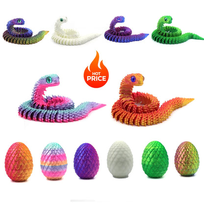 Hot 3D Printing Snake Eggs Home Decoration Creative Pressure-reducing Snake Molds Home Decor Items Moving Rotating Anime Figures
