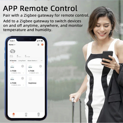 Tuya Zigbee 4 Gang Smart Switch with Temperature or Humidity Sensor Passive Dry Contact 32V 250V Switch Relay Alexa Compatible