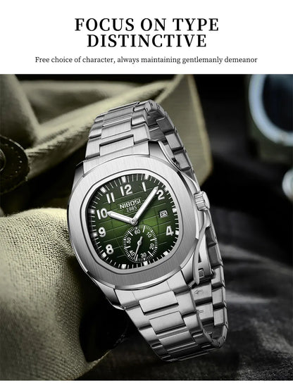 NIBOSI Sport Mens Watches Top Brand Luxury Auto Date Watch Men Waterproof Luminous AQUANAUT Quartz Watches for Men Reloj Hombre