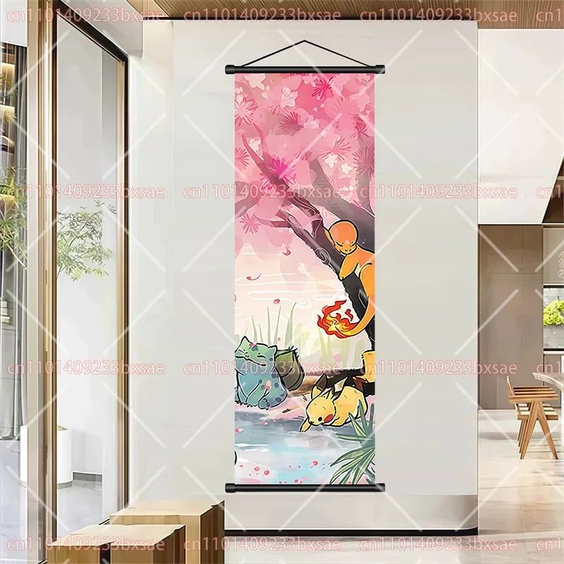 Pokémon Retro HD Scroll Painting Poster Squirtle Eevee Charmander Bulbasaur Gyarados Charizard Fan Collection Children's Gift