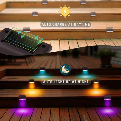 1~20PCs Solar Deck Lights Outdoor Waterproof LED Fence Lights Garden Step Lamp for Patio Stairs Railing Pathway Fences